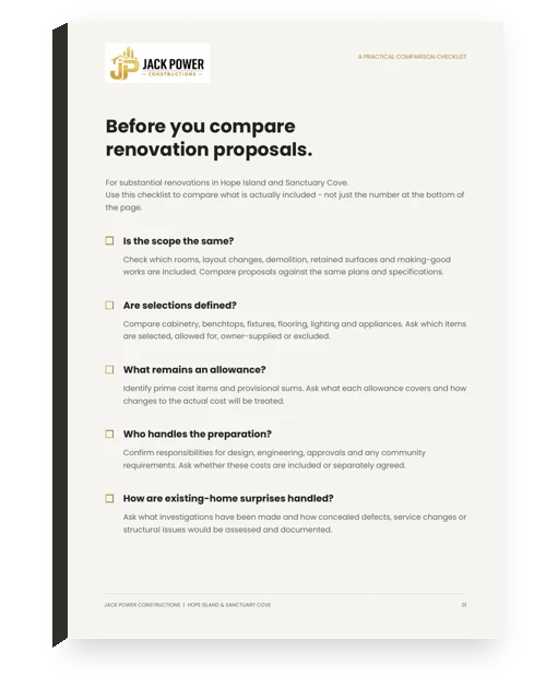 Comparing Renovation Proposals checklist booklet